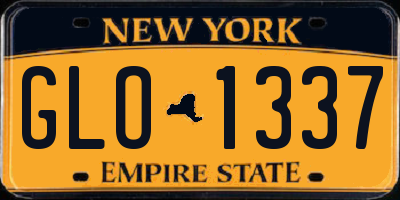 NY license plate GLO1337