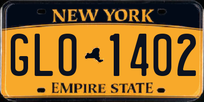 NY license plate GLO1402