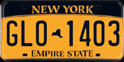 NY license plate GLO1403