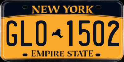 NY license plate GLO1502