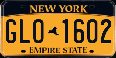 NY license plate GLO1602