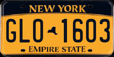 NY license plate GLO1603