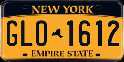NY license plate GLO1612