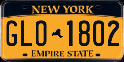 NY license plate GLO1802