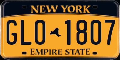 NY license plate GLO1807
