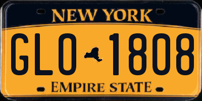 NY license plate GLO1808