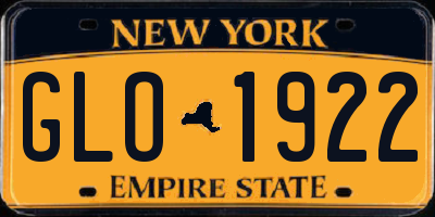 NY license plate GLO1922