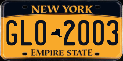 NY license plate GLO2003