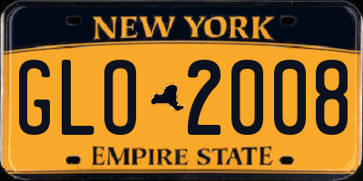 NY license plate GLO2008