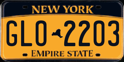 NY license plate GLO2203