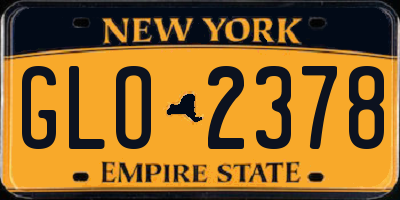 NY license plate GLO2378