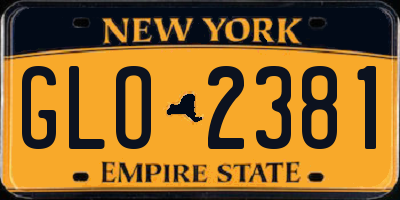 NY license plate GLO2381