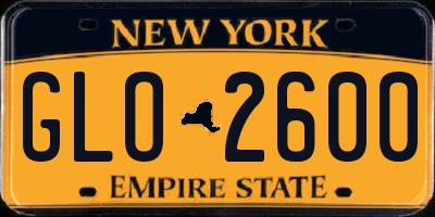 NY license plate GLO2600