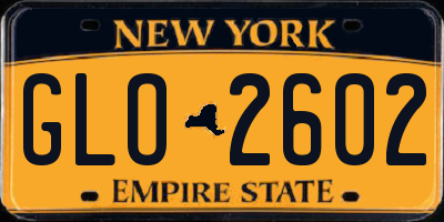 NY license plate GLO2602