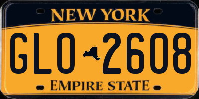 NY license plate GLO2608