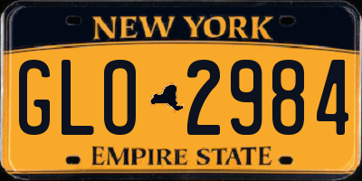 NY license plate GLO2984
