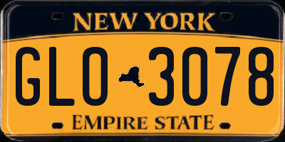 NY license plate GLO3078