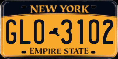 NY license plate GLO3102