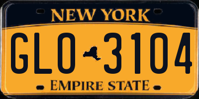 NY license plate GLO3104