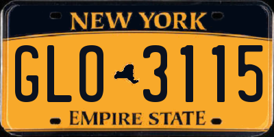 NY license plate GLO3115