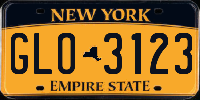 NY license plate GLO3123