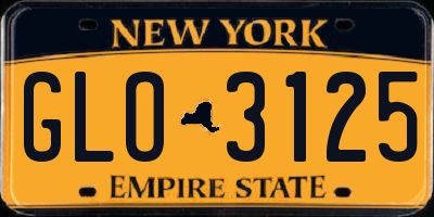 NY license plate GLO3125