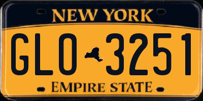 NY license plate GLO3251