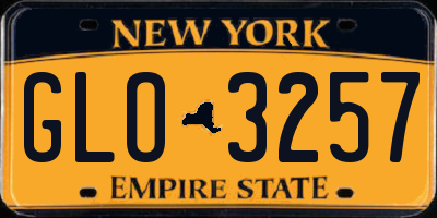 NY license plate GLO3257