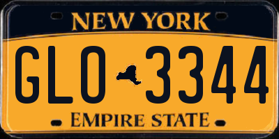 NY license plate GLO3344