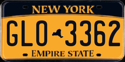NY license plate GLO3362