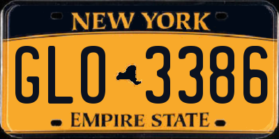 NY license plate GLO3386
