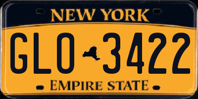 NY license plate GLO3422