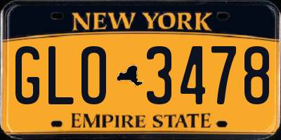 NY license plate GLO3478