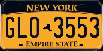 NY license plate GLO3553