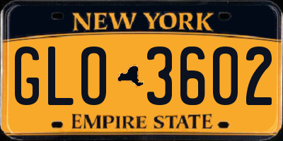 NY license plate GLO3602