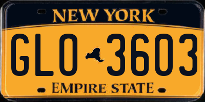 NY license plate GLO3603