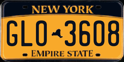 NY license plate GLO3608