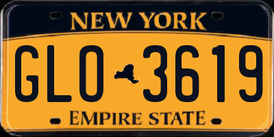 NY license plate GLO3619