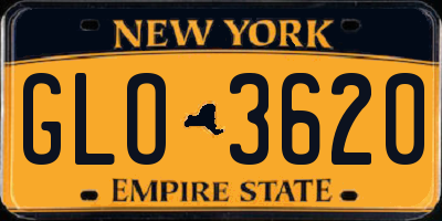 NY license plate GLO3620