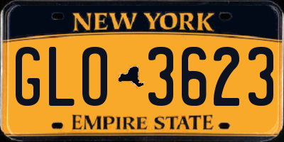 NY license plate GLO3623