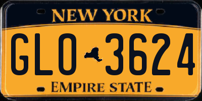 NY license plate GLO3624