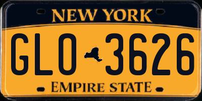 NY license plate GLO3626