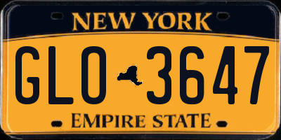 NY license plate GLO3647