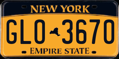 NY license plate GLO3670