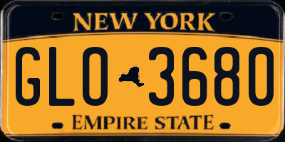 NY license plate GLO3680