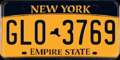 NY license plate GLO3769