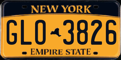NY license plate GLO3826