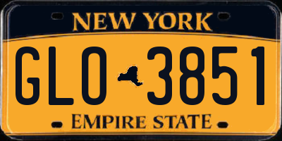 NY license plate GLO3851
