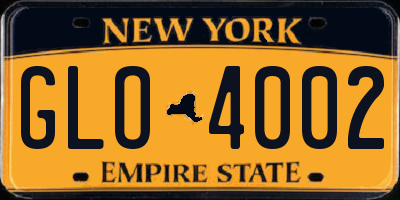 NY license plate GLO4002