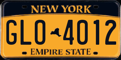 NY license plate GLO4012